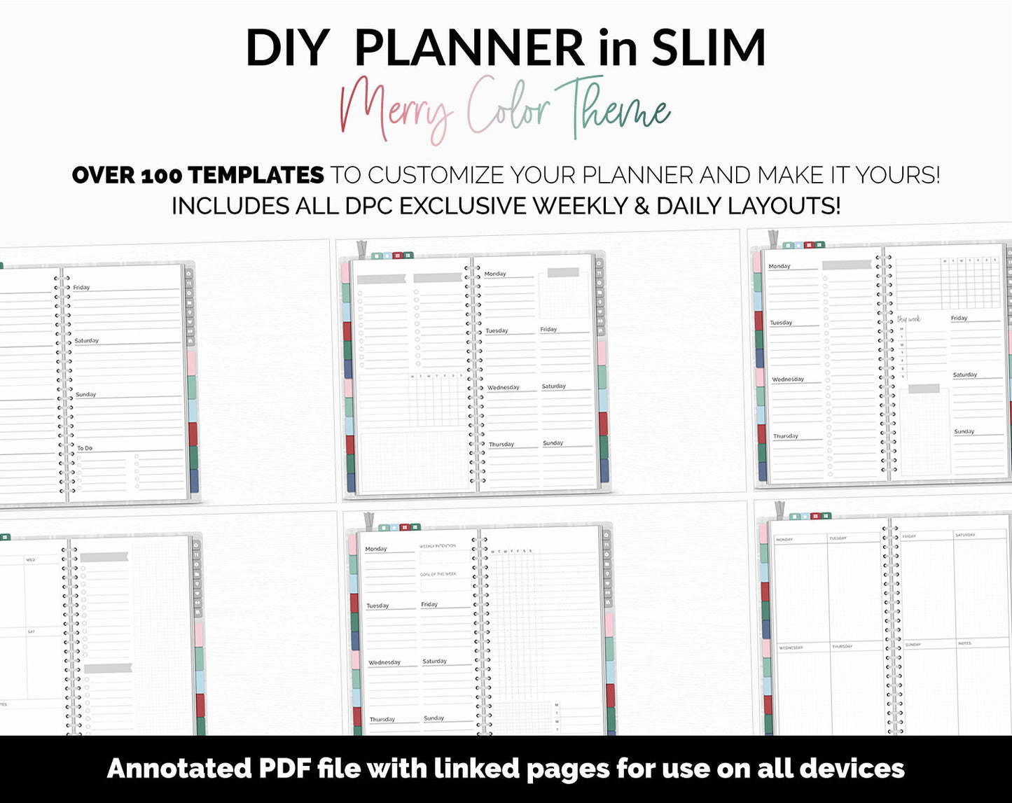 DIY Slim Digital Planner | Merry Theme | GoodNotes, iPad & Android