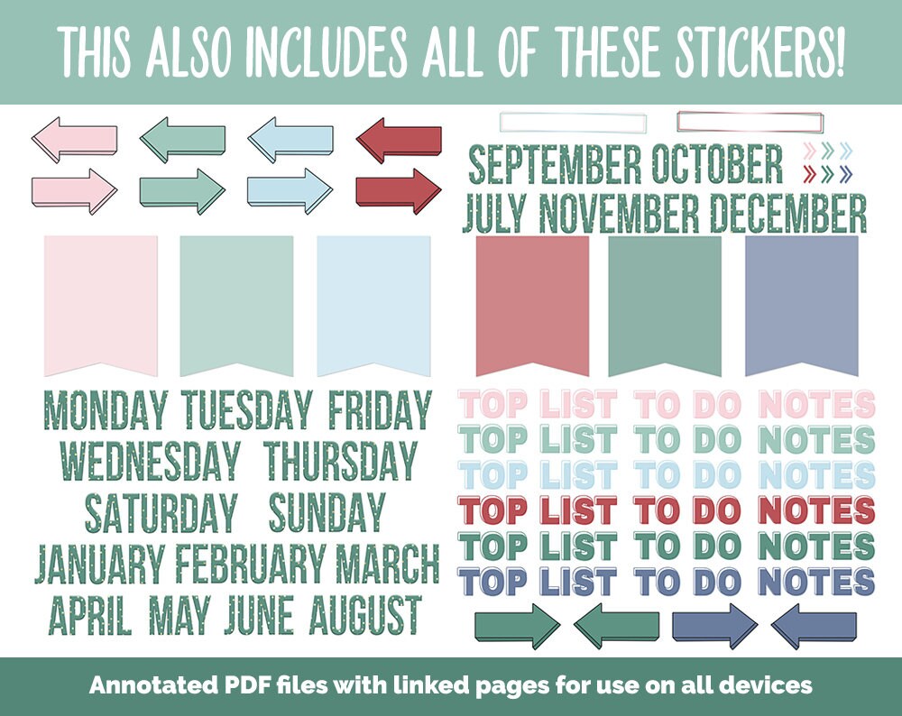 31 Day Digital Journal + Sticker Bundle | Merry Theme