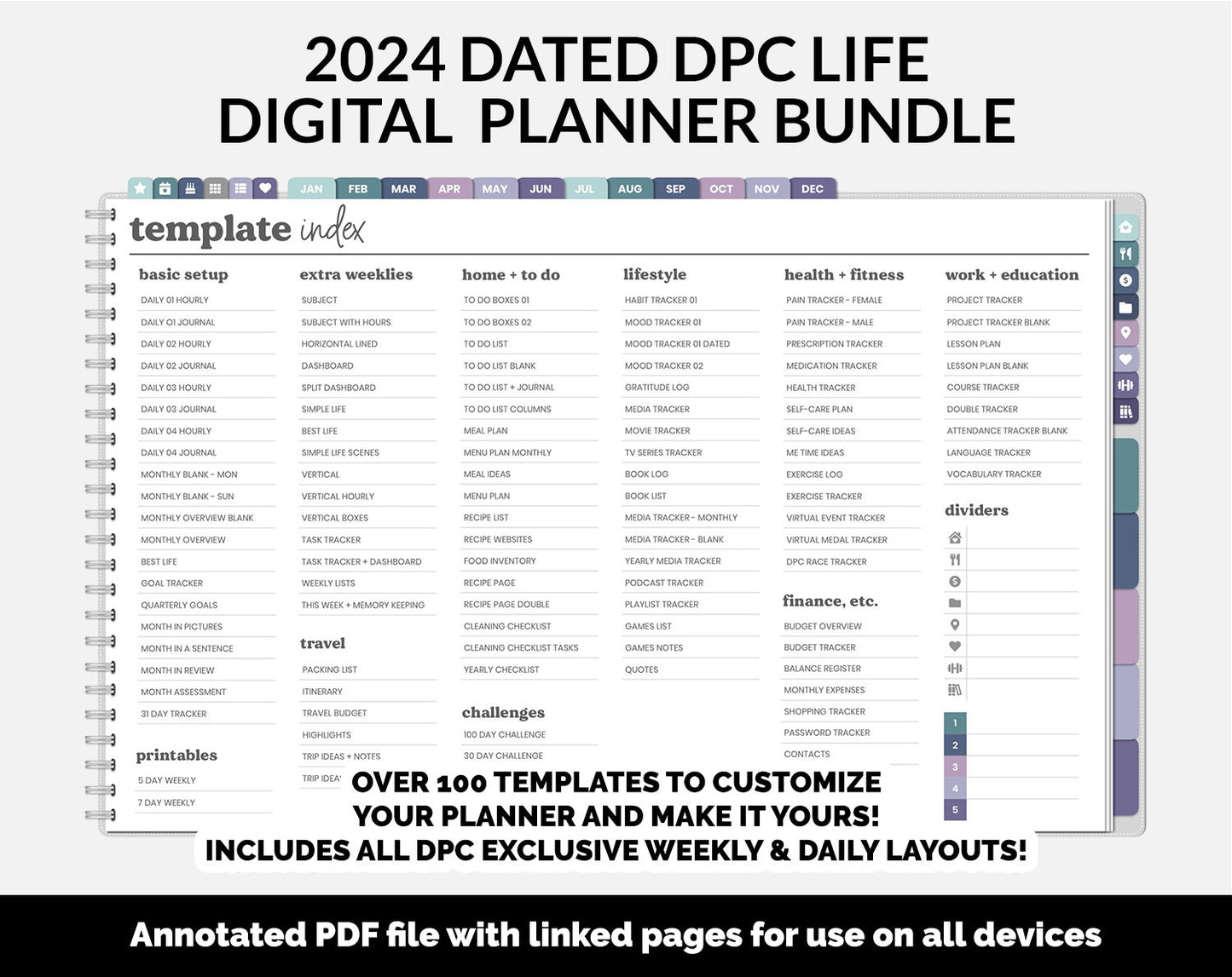 BUNDLE! 2024 Dated DPC Life Digital Planner | Destiny | GoodNotes, iPad & Android | Landscape