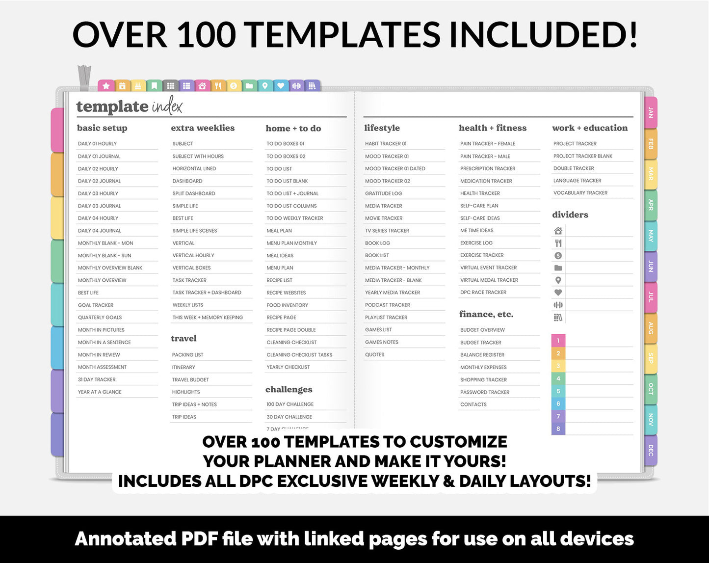 Undated DIY Hybrid Digital Planner | Rainbow | GoodNotes, iPad & Android