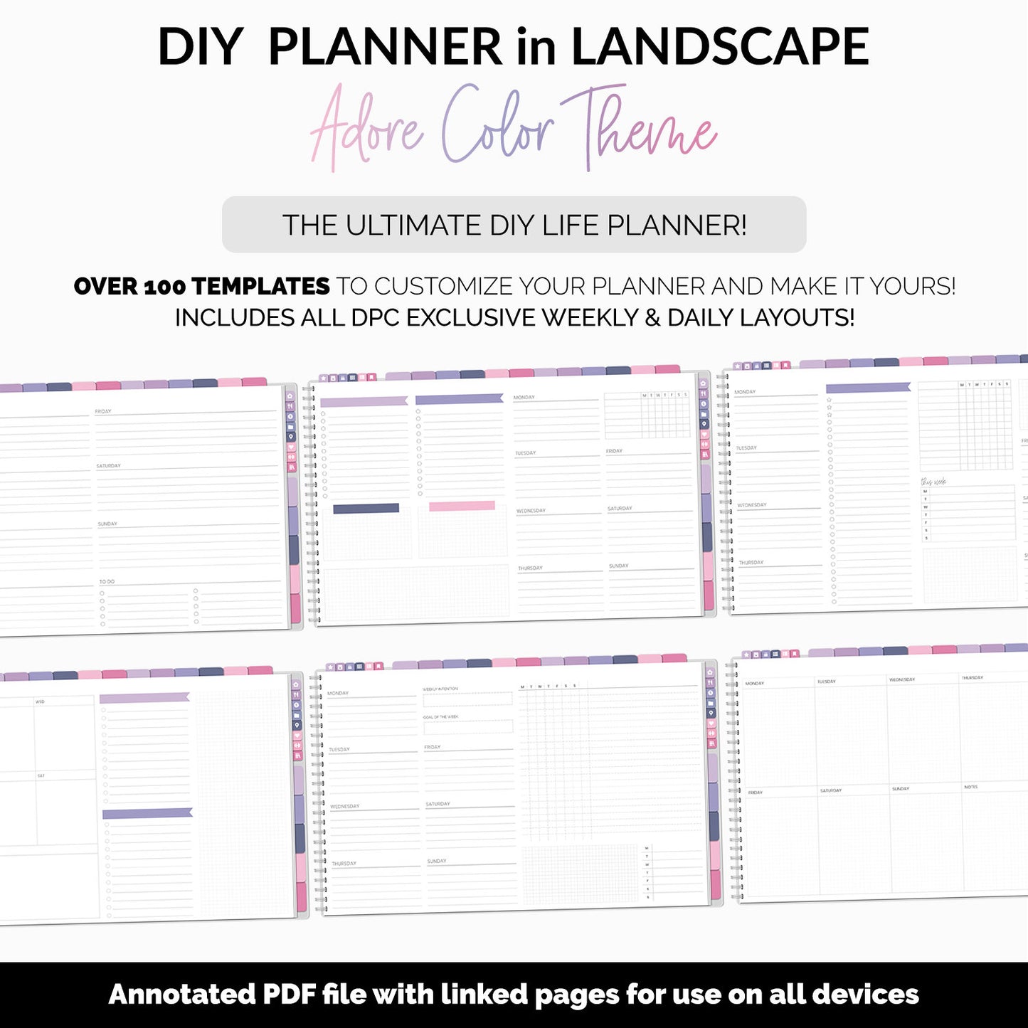 DIY Landscape Digital Planner | Adore Theme | Goodnotes, iPad & Android | Notebook