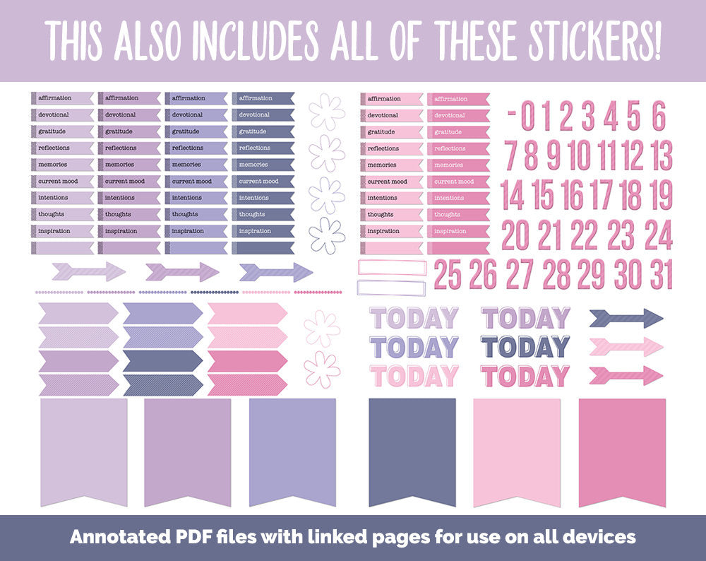 31 Day Digital Journal + Sticker Bundle | Adore Theme