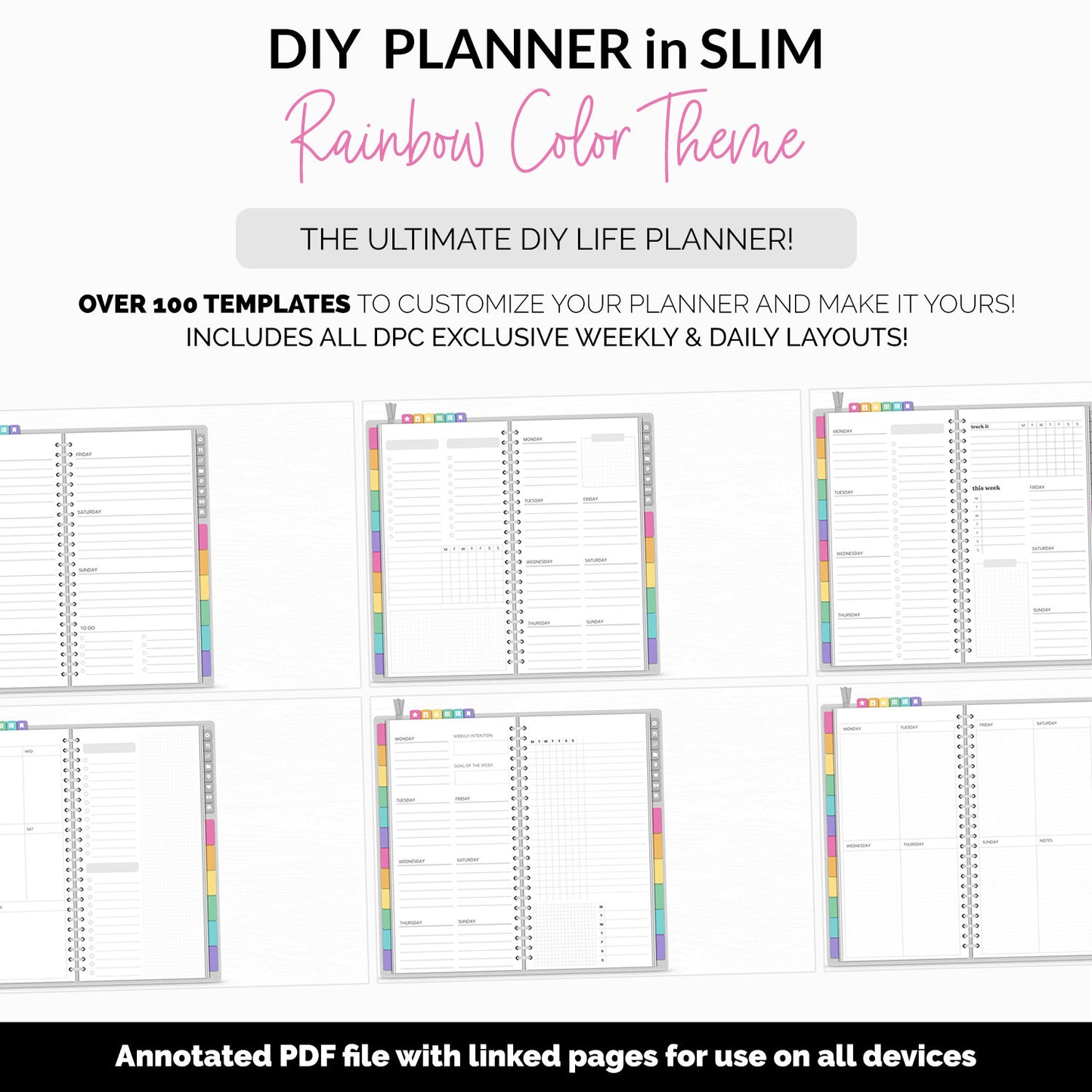 DIY Slim Digital Planner | Rainbow Theme | Goodnotes, iPad & Android | Notebook