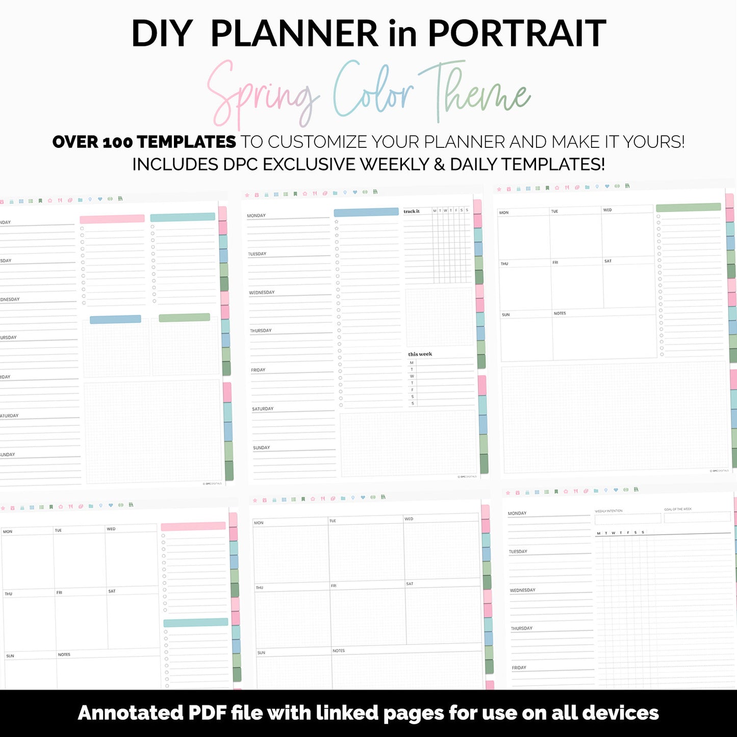 DIY Portrait Digital Planner | Spring Theme | Goodnotes, iPad & Android