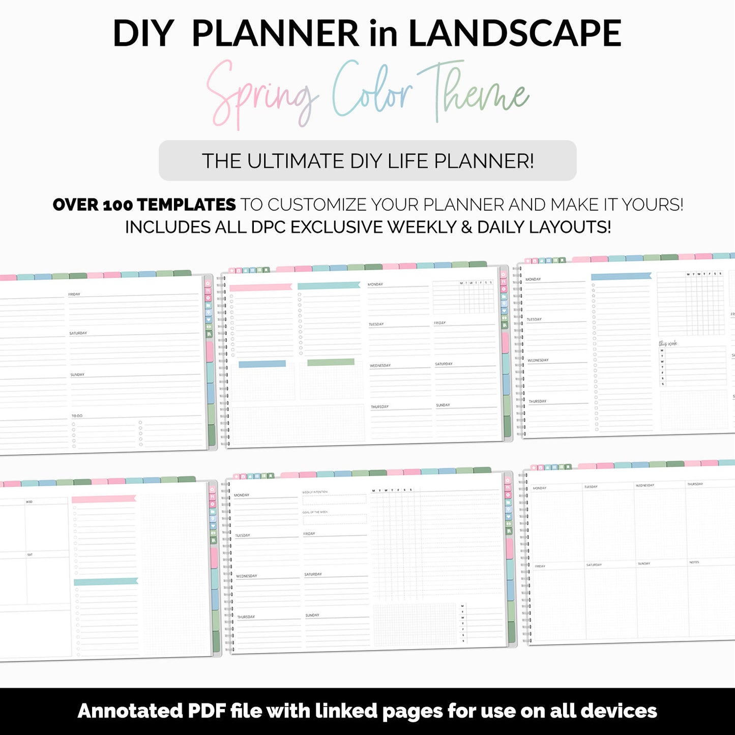 DIY Landscape Digital Planner | Spring Theme | Goodnotes, iPad & Android | Notebook