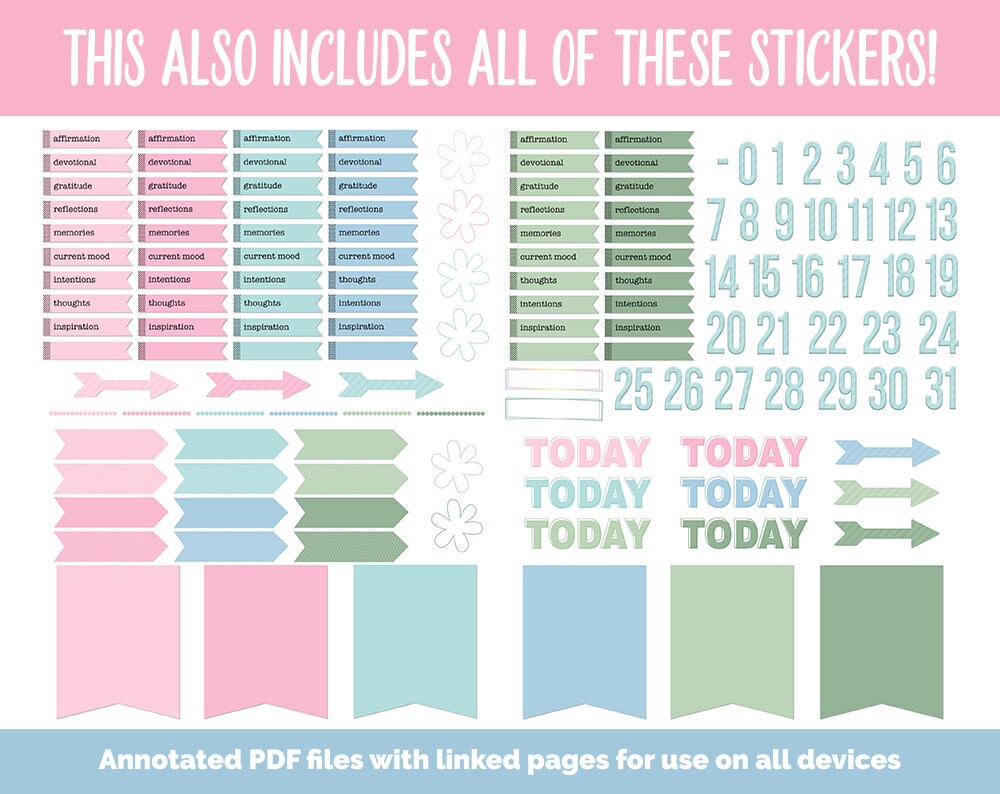 31 Day Digital Journal + Sticker Bundle | Spring Theme