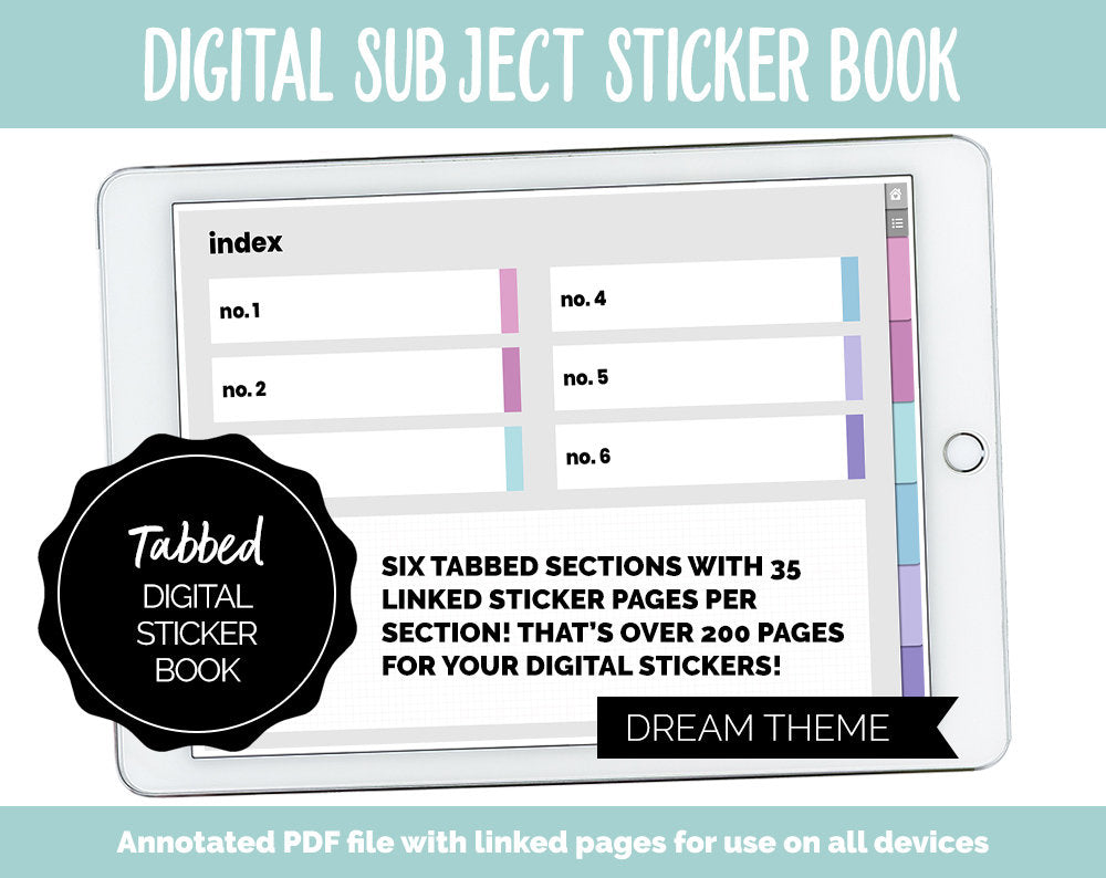 Blank Subject Digital Sticker Books | Dream Theme | Goodnotes, iPad & Android