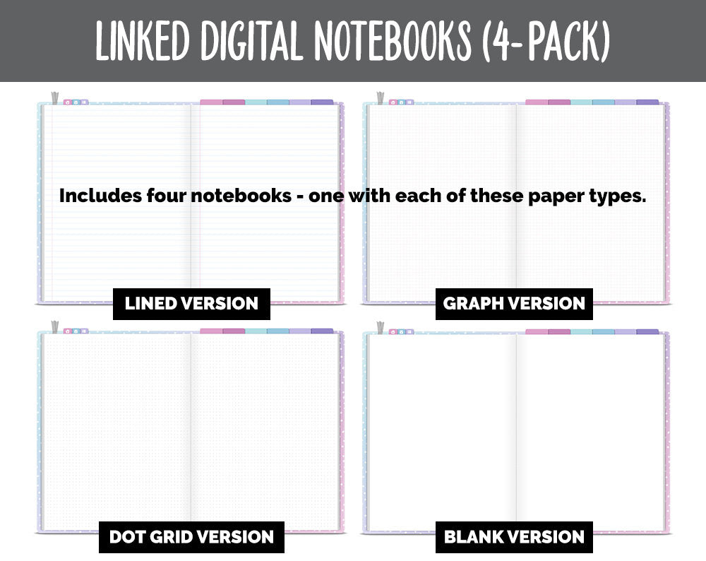 Linked Digital Notebooks 4- Pack | Dream Theme