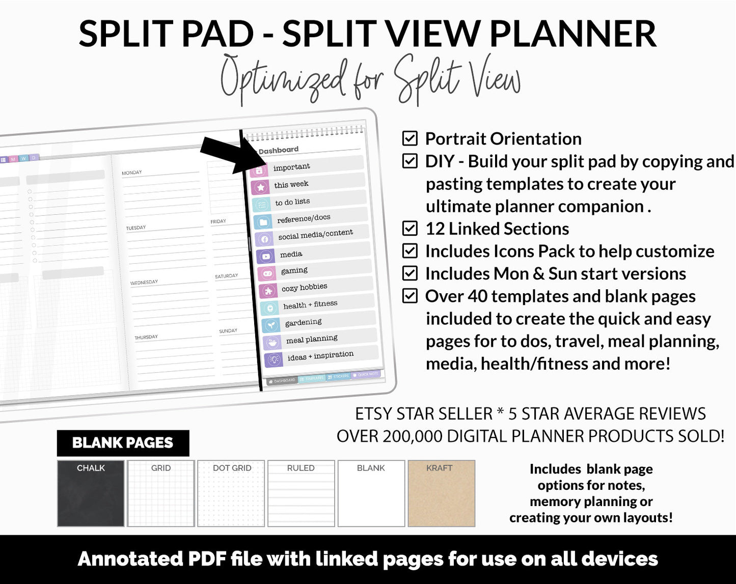 Split Pad | Split View Digital Planner | Dream Theme