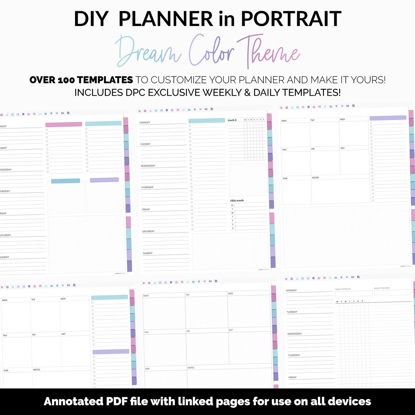 DIY Portrait Digital Planner | Dream Theme