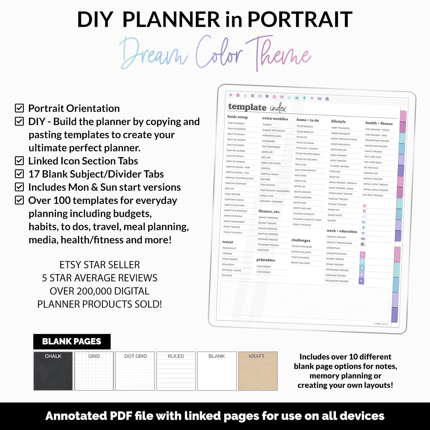 DIY Portrait Digital Planner | Dream Theme