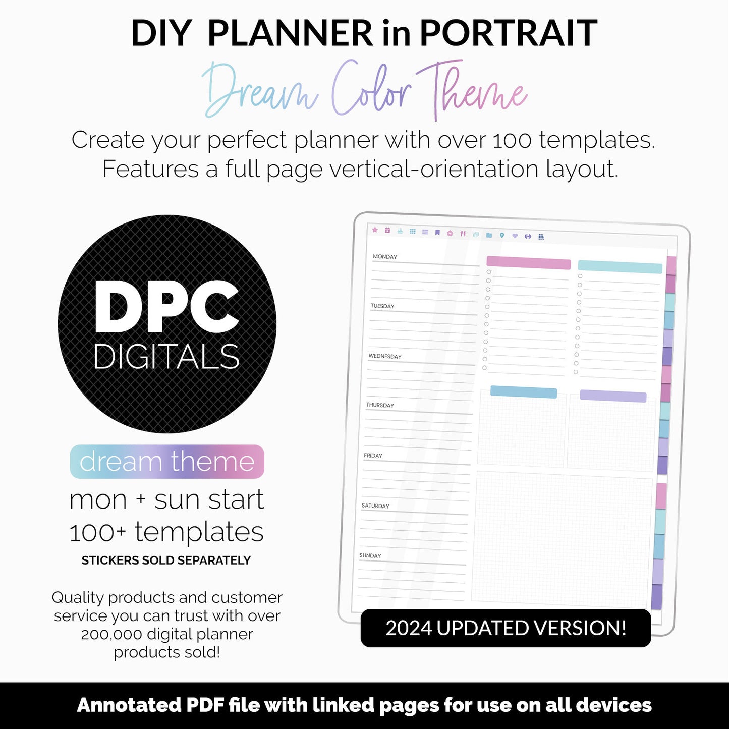 DIY Portrait Digital Planner | Dream Theme