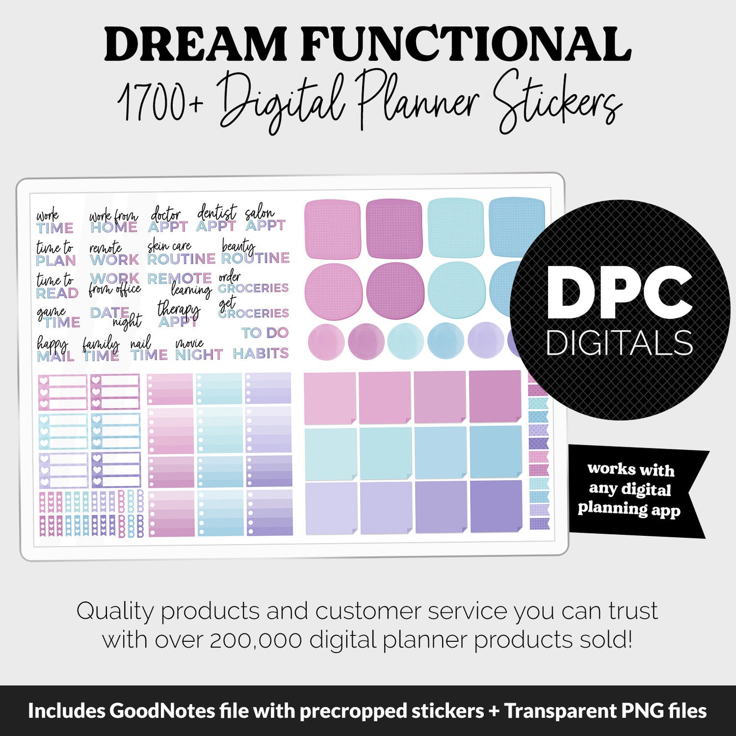 Dream Functional Digital Sticker Set