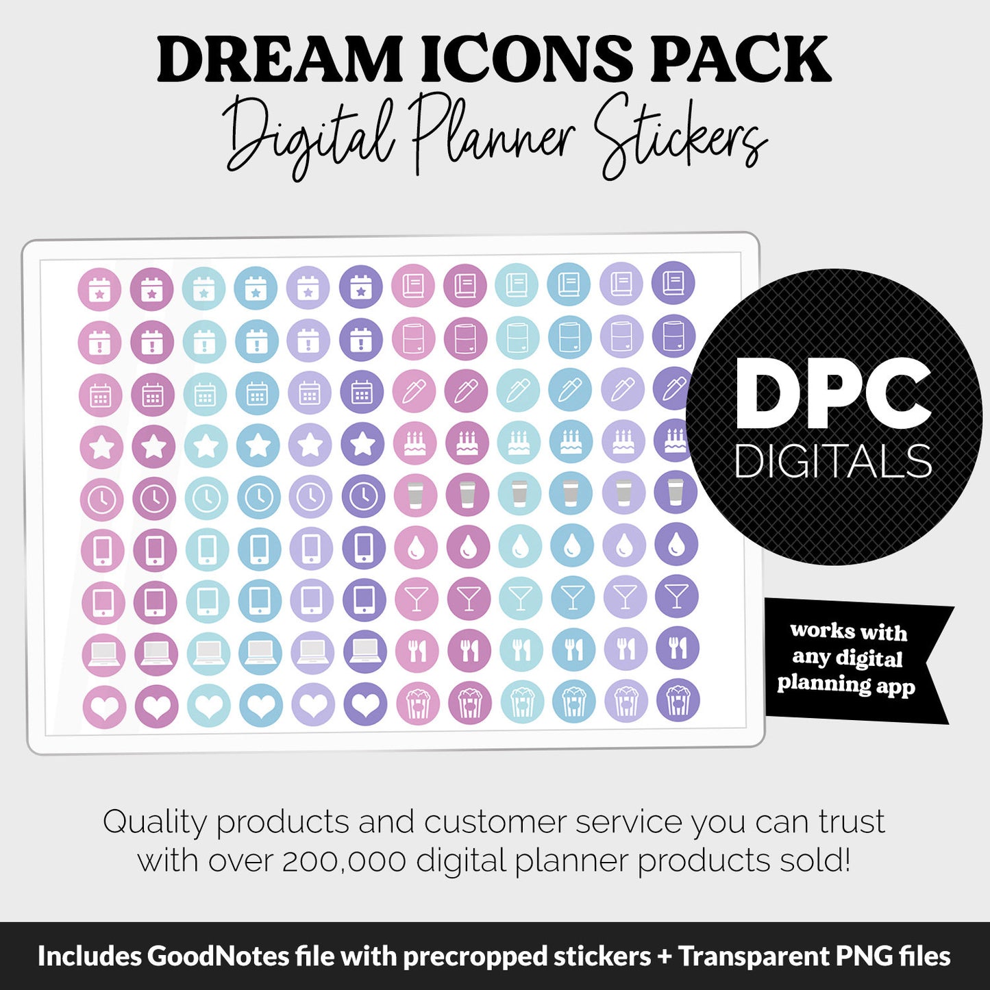Dream Icons Digital Planner Stickers