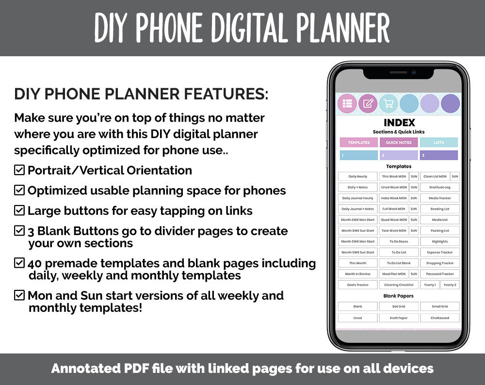 DIY Phone Digital Planner | Dream Theme