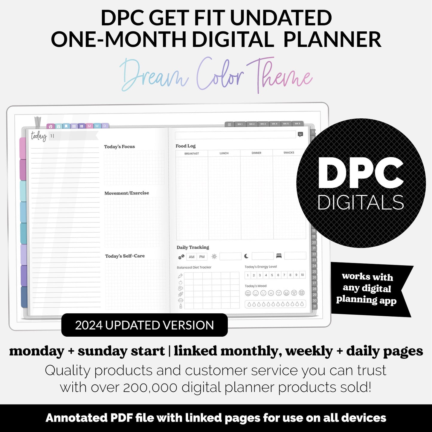 Get Fit One Month Digital Planner | Dream Theme