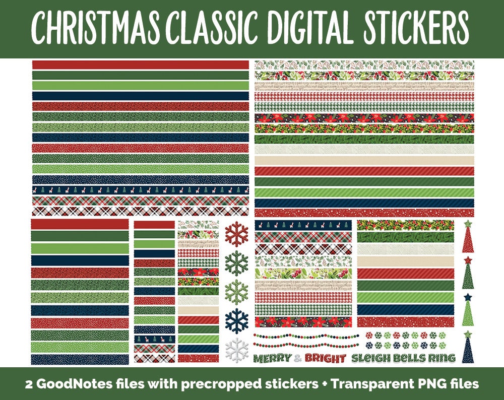Christmas Holiday Classic Mega Digital Sticker Bundle | GoodNotes & iPad | Winter, Calendar Dates, Sticky Notes, Washi, Trackers and More!