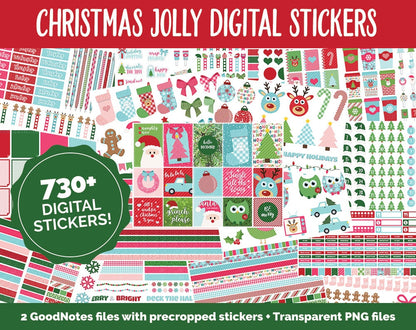 Christmas Holiday Jolly Mega Digital Sticker Bundle | GoodNotes & iPad | Winter, Calendar Dates, Sticky Notes, Washi, Trackers and More!