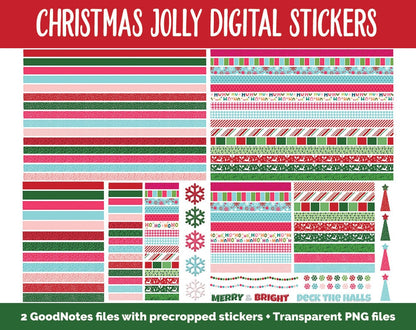 Christmas Holiday Jolly Mega Digital Sticker Bundle | GoodNotes & iPad | Winter, Calendar Dates, Sticky Notes, Washi, Trackers and More!