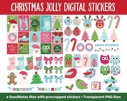 Christmas Holiday Jolly Mega Digital Sticker Bundle | GoodNotes & iPad | Winter, Calendar Dates, Sticky Notes, Washi, Trackers and More!