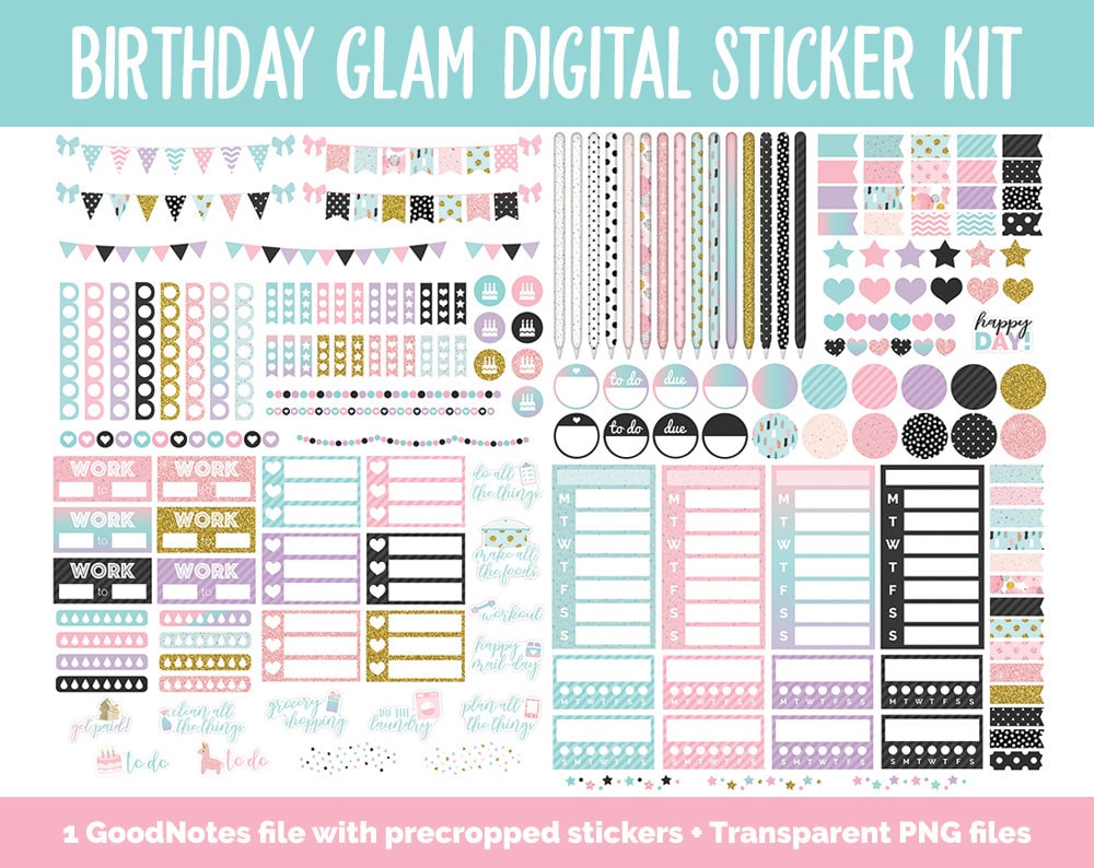 Birthday Glam Digital Stickers