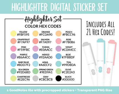Highlighters & Transparent Washi Digital Stickers | GoodNotes, iPad and Android | Digital Note Taking