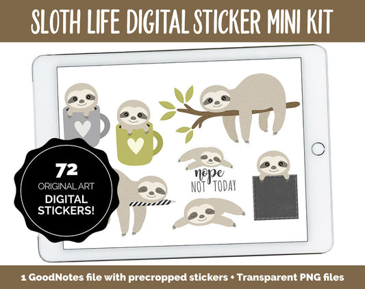 Sloth Life Digital Planner Stickers | GoodNotes, iPad and Android | Chores, Washi, Planner Clips