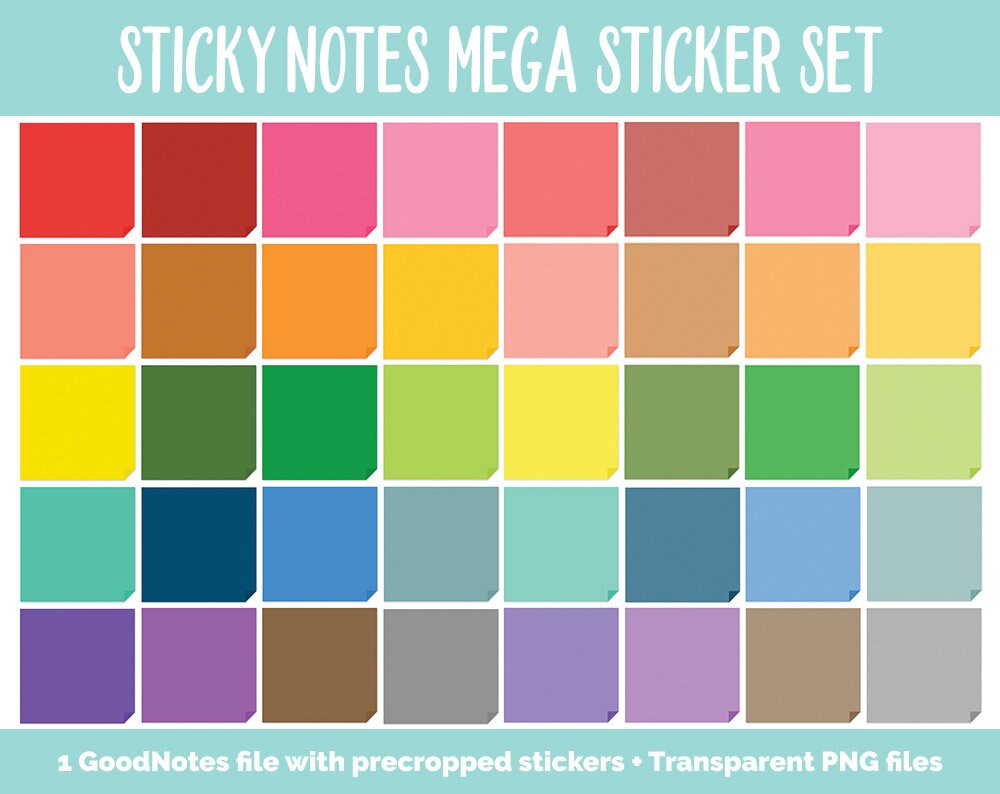 Sticky Notes Digital Stickers | GoodNotes, iPad and Android | Mega Pack