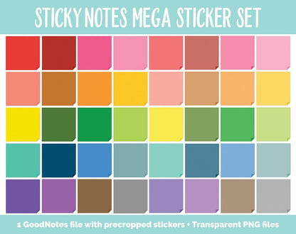 Sticky Notes Digital Stickers | GoodNotes, iPad and Android | Mega Pack