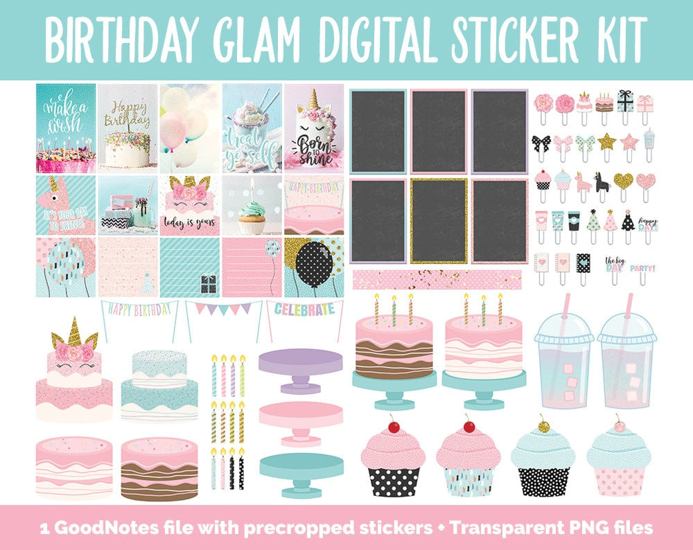 Birthday Glam Digital Stickers