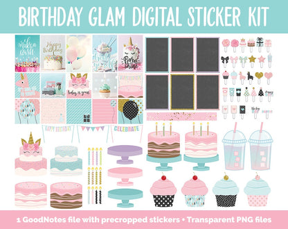 Birthday Glam Digital Stickers