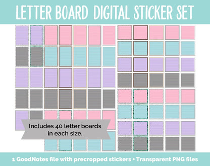 Letter Board Pastel Digital Stickers | GoodNotes, iPad and Android | Quotes, Sayings, Lists