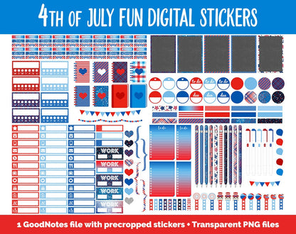 4th of July Fun Digital Planner Stickers