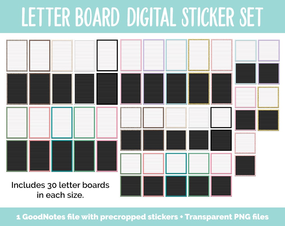 Letter Board Digital Stickers | GoodNotes, iPad and Android | Quotes, Sayings, Lists