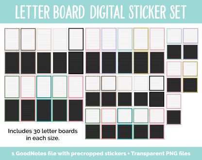 Letter Board Digital Stickers | GoodNotes, iPad and Android | Quotes, Sayings, Lists