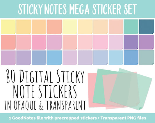 Sticky Notes Digital Stickers | GoodNotes, iPad and Android | Mega Pack