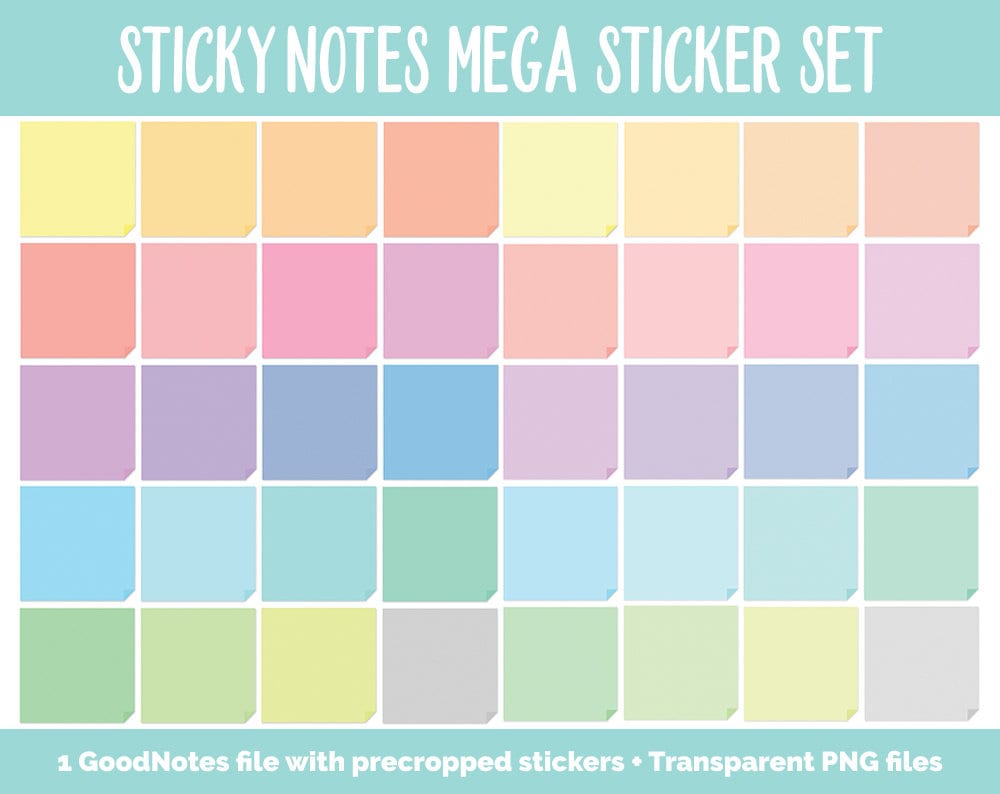 Sticky Notes Digital Stickers | GoodNotes, iPad and Android | Mega Pack