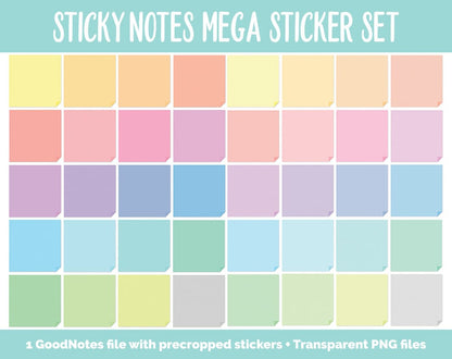 Sticky Notes Digital Stickers | GoodNotes, iPad and Android | Mega Pack
