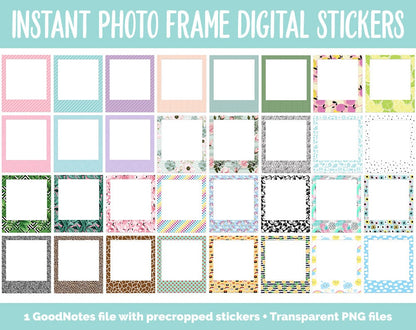 Instant Photo Frame Digital Stickers Pack | GoodNotes, iPad and Android | Memory Keeping, Scrapbooking, Journaling