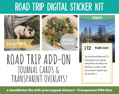 Road Trip Memory Keeping Digital Stickers | GoodNotes, iPad and Android | Travel, Vacation, Holiday, Memory Keeping, Scrapbook