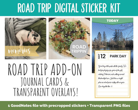 Road Trip Memory Keeping Digital Stickers | GoodNotes, iPad and Android | Travel, Vacation, Holiday, Memory Keeping, Scrapbook
