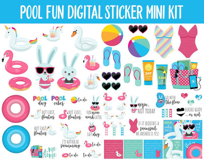 Pool Fun Digital Planner Stickers | GoodNotes, iPad and Android | Summer, Beach, Fun