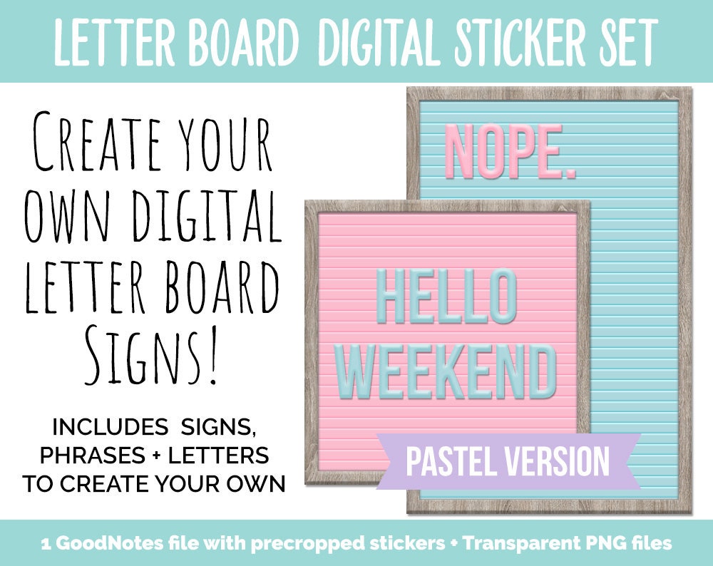 Letter Board Pastel Digital Stickers | GoodNotes, iPad and Android | Quotes, Sayings, Lists