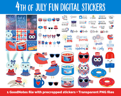 4th of July Fun Digital Planner Stickers