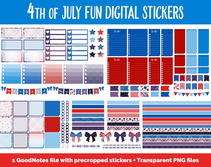 4th of July Fun Digital Planner Stickers