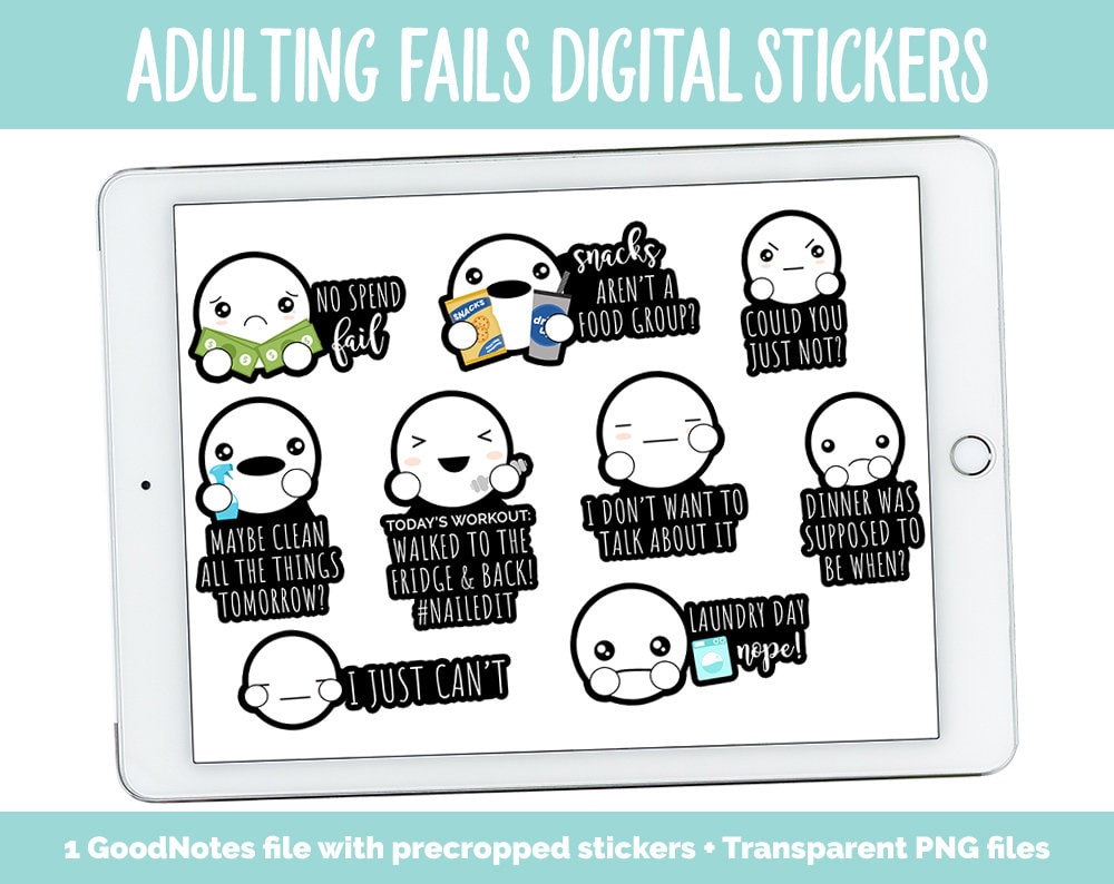 Adulting Fails Digital Stickers | Spot