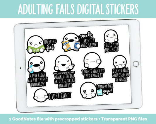 Adulting Fails Digital Stickers | Spot