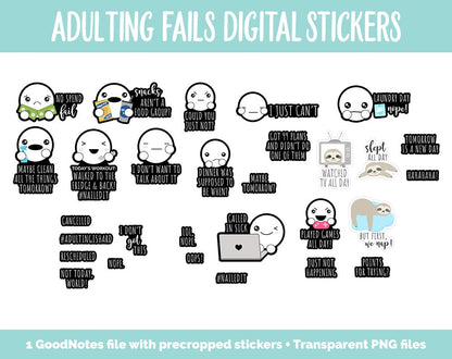 Adulting Fails Digital Stickers | Spot