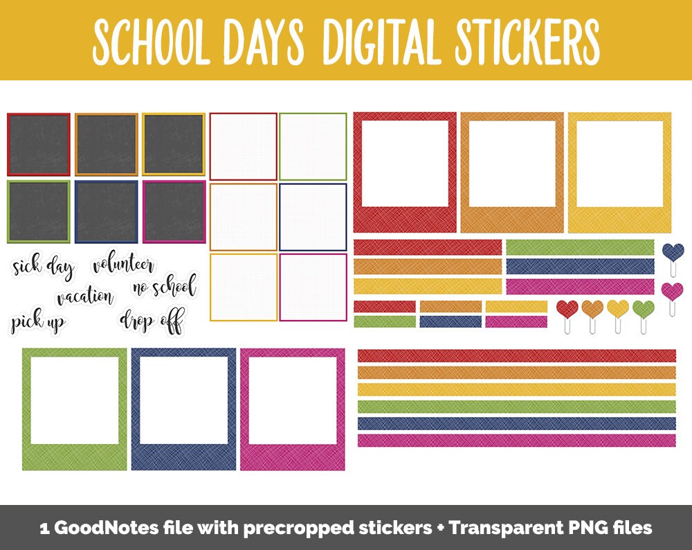 School Days Digital Planner Stickers | GoodNotes, iPad and Android | Back to School