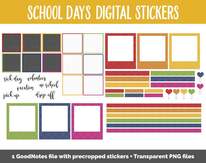School Days Digital Planner Stickers | GoodNotes, iPad and Android | Back to School